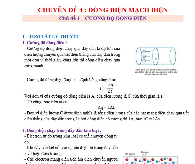 CHƯƠNG 4. DÒNG ĐIỆN. MẠCH ĐIỆN - dùng chung 3 sách - có lời giải